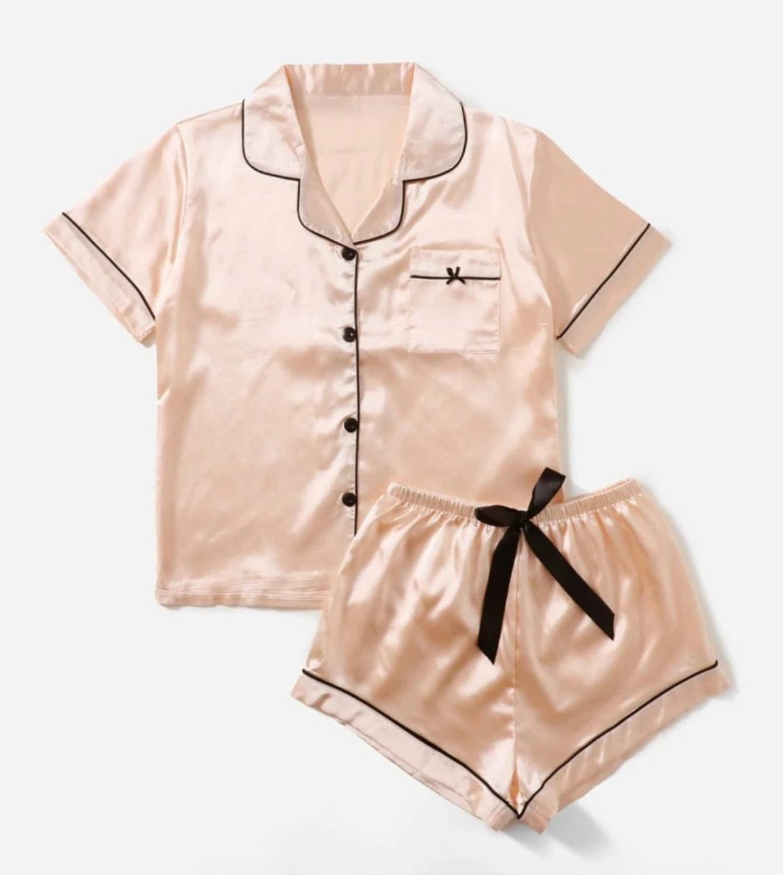 Custom Rose Gold Silk Pajamas Set